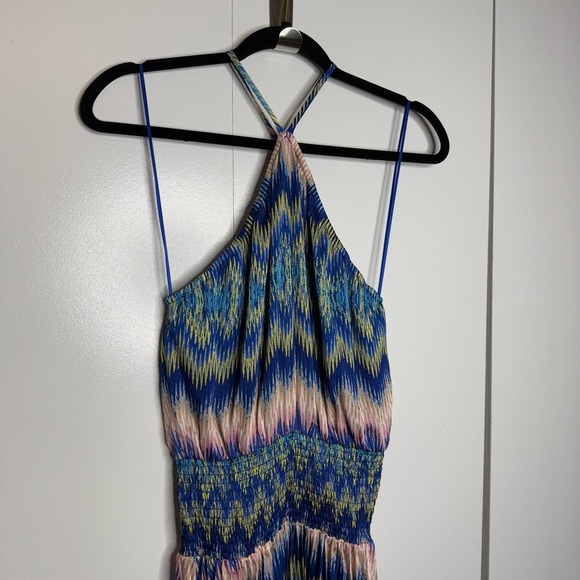 Ramy Brook Giana Handkerchief Hem Midi Dress in Spring Navy Chevron Print XS NWT - Picture 3 of 13